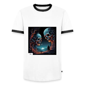 Totenkopf Fantasy Traumlandschaft - Männer Kontrast-T-Shirt - Weiß/Schwarz - Vorne - AI Model Female 172 light (172cm) & AI Model Male 178 dark (178cm)