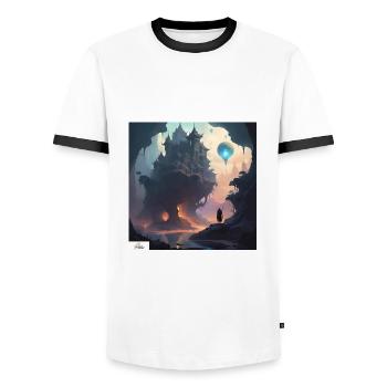 Paysage de rêve de château fantastique - T-shirt contrasté Homme - blanc/noir - Devant - AI Model Female 172 light (172cm) & AI Model Male 178 dark (178cm)