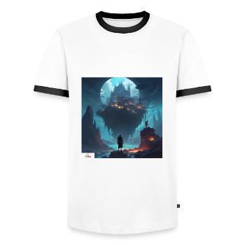 Fantasy kingdom dreamscape - Men's Ringer Shirt - white/black - Front - AI Model Female 172 light (172cm) & AI Model Male 178 dark (178cm)