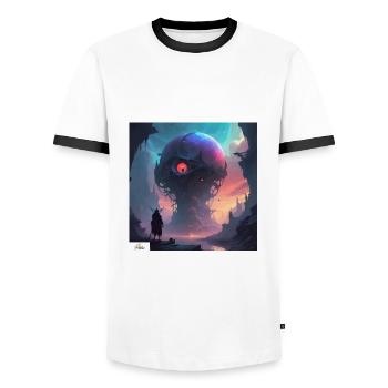 Fantasy sphere dreamscape - Men's Ringer Shirt - white/black - Front - AI Model Female 172 light (172cm) & AI Model Male 178 dark (178cm)