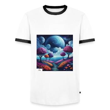 Path of harmony dreamscape - Men's Ringer Shirt - white/black - Front - AI Model Female 172 light (172cm) & AI Model Male 178 dark (178cm)