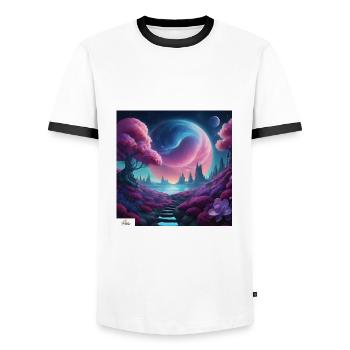 Paysage onirique céleste épique - T-shirt contrasté Homme - blanc/noir - Devant - AI Model Female 172 light (172cm) & AI Model Male 178 dark (178cm)