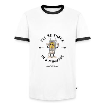 Dessin animé de seulement 5 minutes - T-shirt contrasté Homme - blanc/noir - Devant - AI Model Female 172 light (172cm) & AI Model Male 178 dark (178cm)