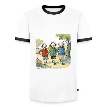 Vintage 3 amis - T-shirt contrasté Homme - blanc/noir - Devant - AI Model Female 172 light (172cm) & AI Model Male 178 dark (178cm)