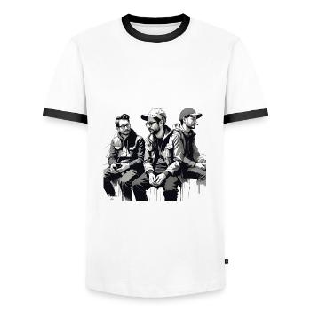 3 ink friends - Men's Ringer Shirt - white/black - Front - AI Model Female 172 light (172cm) & AI Model Male 178 dark (178cm)
