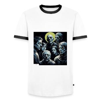 Amis les plus sombres - T-shirt contrasté Homme - blanc/noir - Devant - AI Model Female 172 light (172cm) & AI Model Male 178 dark (178cm)