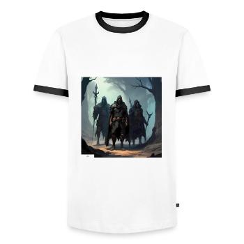 Freunde der antiken Fantasy - Männer Kontrast-T-Shirt - Weiß/Schwarz - Vorne - AI Model Female 172 light (172cm) & AI Model Male 178 dark (178cm)
