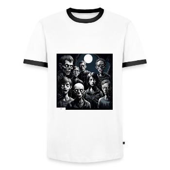 Portrait de personnes monstre - T-shirt contrasté Homme - blanc/noir - Devant - AI Model Female 172 light (172cm) & AI Model Male 178 dark (178cm)