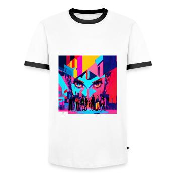 Digital gaze friends - Men's Ringer Shirt - white/black - Front - AI Model Female 172 light (172cm) & AI Model Male 178 dark (178cm)