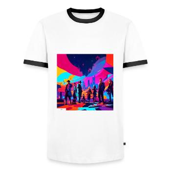 Amitié fantastique numérique - T-shirt contrasté Homme - blanc/noir - Devant - AI Model Female 172 light (172cm) & AI Model Male 178 dark (178cm)