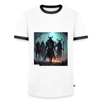Mages & Sorcerers Friends - Men's Ringer Shirt - white/black - Front - AI Model Female 172 light (172cm) & AI Model Male 178 dark (178cm)