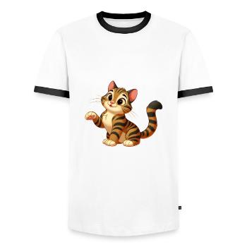 Cat Tiger 3 - Men's Ringer Shirt - white/black - Front - AI Model Female 172 light (172cm) & AI Model Male 178 dark (178cm)