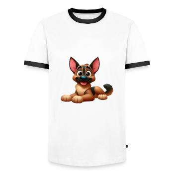 Deutscher Schäferhund 15 - Männer Kontrast-T-Shirt - Weiß/Schwarz - Vorne - AI Model Female 172 light (172cm) & AI Model Male 178 dark (178cm)