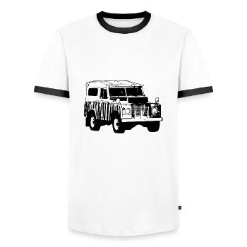 Wildlife Ranger Jeep - Safari Adventures - Männer Kontrast-T-Shirt - Weiß/Schwarz - Vorne - AI Model Female 172 light (172cm) & AI Model Male 178 dark (178cm)