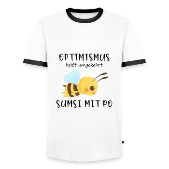 Biene Optimismus Sumsi mit Po - Männer Kontrast-T-Shirt - Weiß/Schwarz - Vorne - AI Model Female 172 light (172cm) & AI Model Male 178 dark (178cm)