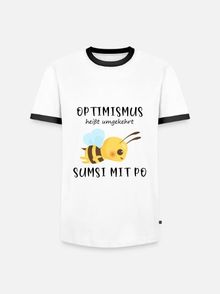 Biene Optimismus Sumsi mit Po - Männer Kontrast-T-Shirt - Weiß/Schwarz