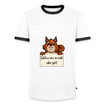 Eichhörnchen lustiger Spruch humor Gefängnisbild - Männer Kontrast-T-Shirt - Weiß/Schwarz - Vorne - AI Model Female 172 light (172cm) & AI Model Male 178 dark (178cm)