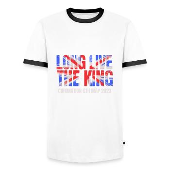 Britischer König Krönung Charles England Flagge - Männer Kontrast-T-Shirt - Weiß/Schwarz - Vorne - AI Model Female 172 light (172cm) & AI Model Male 178 dark (178cm)