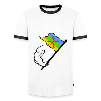 Drapeau amazigh - T-shirt contrasté Homme - blanc/noir - Devant - AI Model Female 172 light (172cm) & AI Model Male 178 dark (178cm)