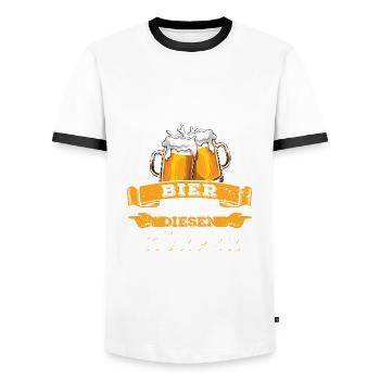 Bier formte diesen Körper Biertrinker - Männertag - Männer Kontrast-T-Shirt - Weiß/Schwarz - Vorne - AI Model Female 172 light (172cm) & AI Model Male 178 dark (178cm)