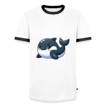 orque - T-shirt contrasté Homme - blanc/noir - Devant - AI Model Female 172 light (172cm) & AI Model Male 178 dark (178cm)
