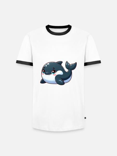 killer whale - Men's Ringer Shirt - white/black