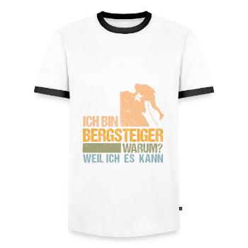 Bergsteiger weil ich es kann - Männer Kontrast-T-Shirt - Weiß/Schwarz - Vorne - AI Model Female 172 light (172cm) & AI Model Male 178 dark (178cm)