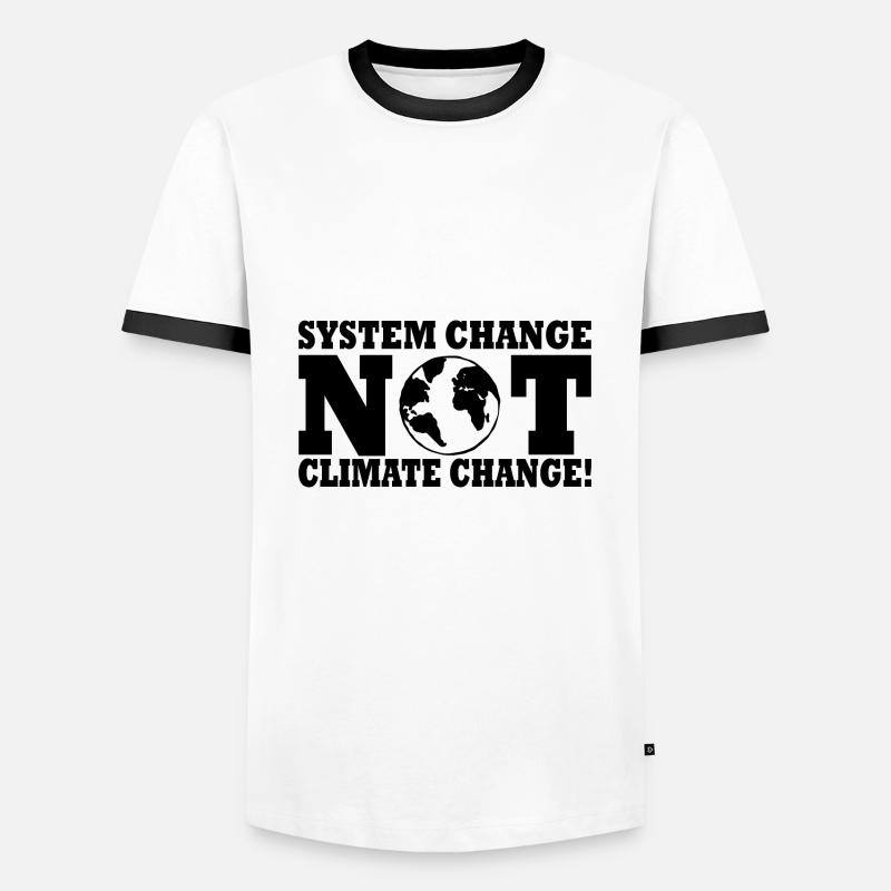 system change not climate change - Men's Ringer Shirt - white/black