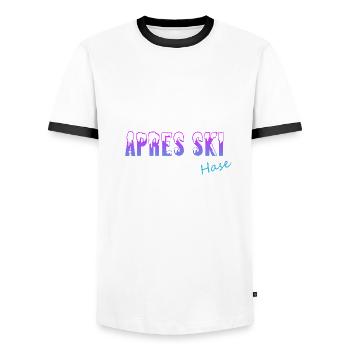 Apres Skihase - Männer Kontrast-T-Shirt - Weiß/Schwarz - Vorne - AI Model Female 172 light (172cm) & AI Model Male 178 dark (178cm)