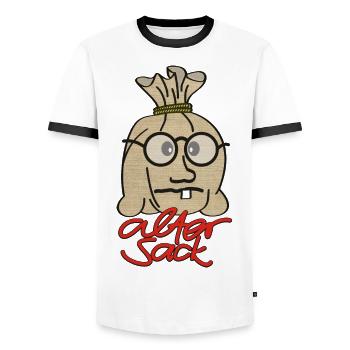 Alter Sack - Männer Kontrast-T-Shirt - Weiß/Schwarz - Vorne - AI Model Female 172 light (172cm) & AI Model Male 178 dark (178cm)