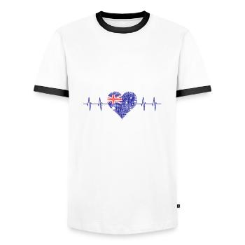 Australia, Down Under - Männer Kontrast-T-Shirt - Weiß/Schwarz - Vorne - AI Model Female 172 light (172cm) & AI Model Male 178 dark (178cm)