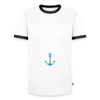 Hamburg, anchor, harbor, pearl - Men's Ringer Shirt - white/black - Front - AI Model Female 172 light (172cm) & AI Model Male 178 dark (178cm)