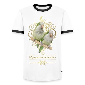 Argentinischer Sittich - Männer Kontrast-T-Shirt - Weiß/Schwarz - Vorne - AI Model Female 172 light (172cm) & AI Model Male 178 dark (178cm)