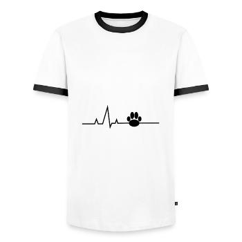 Herzschlag Hundepfote - Männer Kontrast-T-Shirt - Weiß/Schwarz - Vorne - AI Model Female 172 light (172cm) & AI Model Male 178 dark (178cm)