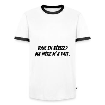 vous en rêviez - T-shirt contrasté Homme - blanc/noir - Devant - AI Model Female 172 light (172cm) & AI Model Male 178 dark (178cm)