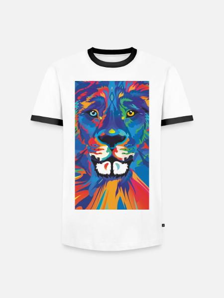 Lion Löwe Leeuw Leon - Männer Kontrast-T-Shirt - Weiß/Schwarz