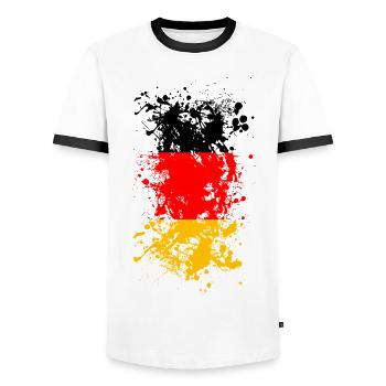 Germany flag football - Men's Ringer Shirt - white/black - Front - AI Model Female 172 light (172cm) & AI Model Male 178 dark (178cm)