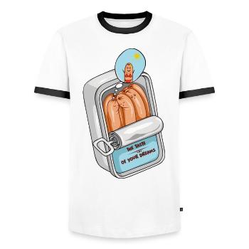 The taste of your dreams - Men's Ringer Shirt - white/black - Front - AI Model Female 172 light (172cm) & AI Model Male 178 dark (178cm)