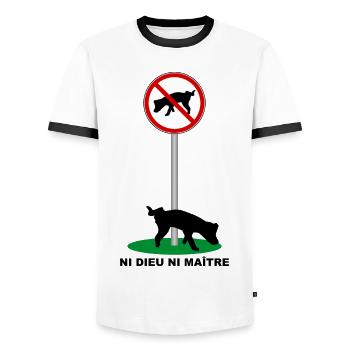 Humour Canin - T-shirt contrasté Homme - blanc/noir - Devant - AI Model Female 172 light (172cm) & AI Model Male 178 dark (178cm)