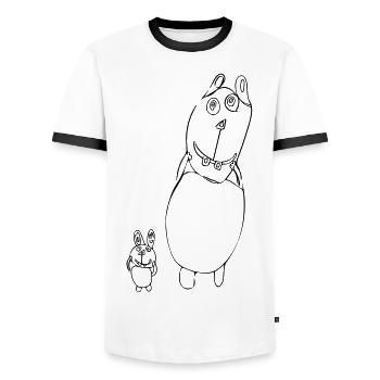 Big Brother, rabbit, kids image, hare, bunny - Men's Ringer Shirt - white/black - Front - AI Model Female 172 light (172cm) & AI Model Male 178 dark (178cm)