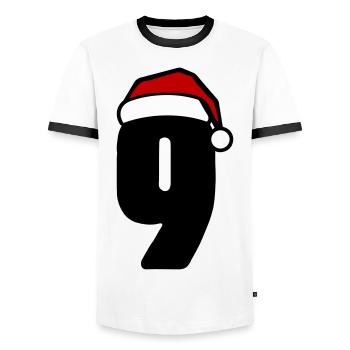 9 Zahl Weihnachten - Männer Kontrast-T-Shirt - Weiß/Schwarz - Vorne - AI Model Female 172 light (172cm) & AI Model Male 178 dark (178cm)