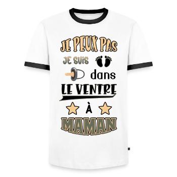 Bébé Trop Occupé Dans Le Ventre à Maman - T-shirt contrasté Homme - blanc/noir - Devant - AI Model Female 172 light (172cm) & AI Model Male 178 dark (178cm)