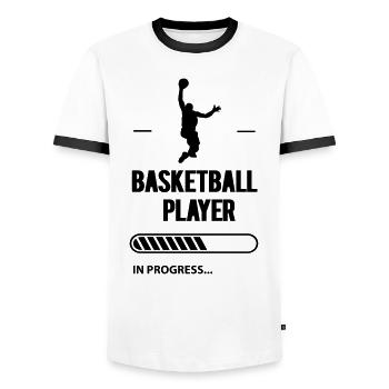 Basketball Player - Men's Ringer Shirt - white/black - Front - AI Model Female 172 light (172cm) & AI Model Male 178 dark (178cm)