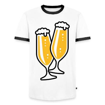 X2 Originale Treffen Sich (2) - Männer Kontrast-T-Shirt - Weiß/Schwarz - Vorne - AI Model Female 172 light (172cm) & AI Model Male 178 dark (178cm)