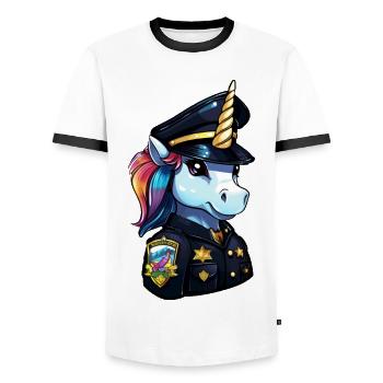 Unicorn Police - Men's Ringer Shirt - white/black - Front - AI Model Female 172 light (172cm) & AI Model Male 178 dark (178cm)