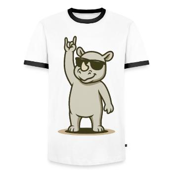 Cooles Nashorn Rockerbaby - Männer Kontrast-T-Shirt - Weiß/Schwarz - Vorne - AI Model Female 172 light (172cm) & AI Model Male 178 dark (178cm)