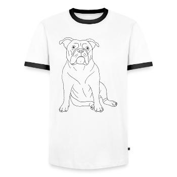 Old English Bulldog - Männer Kontrast-T-Shirt - Weiß/Schwarz - Vorne - AI Model Female 172 light (172cm) & AI Model Male 178 dark (178cm)
