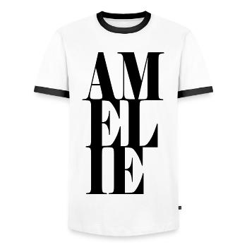 Amélie Nom Prénom Police moderne Mot Art - T-shirt contrasté Homme - blanc/noir - Devant - AI Model Female 172 light (172cm) & AI Model Male 178 dark (178cm)