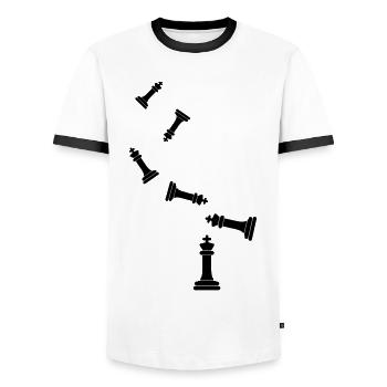 Chess piece King - Men's Ringer Shirt - white/black - Front - AI Model Female 172 light (172cm) & AI Model Male 178 dark (178cm)