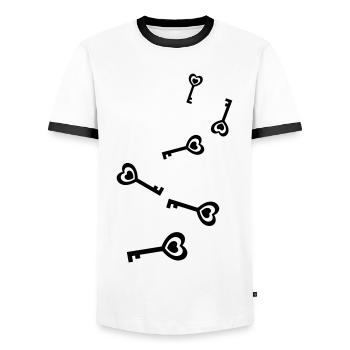 Mariage au cœur clé - T-shirt contrasté Homme - blanc/noir - Devant - AI Model Female 172 light (172cm) & AI Model Male 178 dark (178cm)